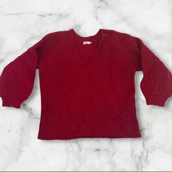 Faherty Aria Sweater, Burgundy Knit, 70% Baby Alpaca 7%Wool, Made In Peru Sz XL - Picture 1 of 7